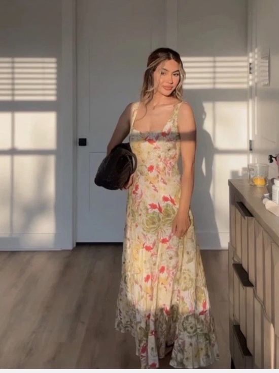 Zara NWT printed linen blend midi maxi dress ZW Collection Zara NWT printed linen blend midi maxi dress ZW Collection